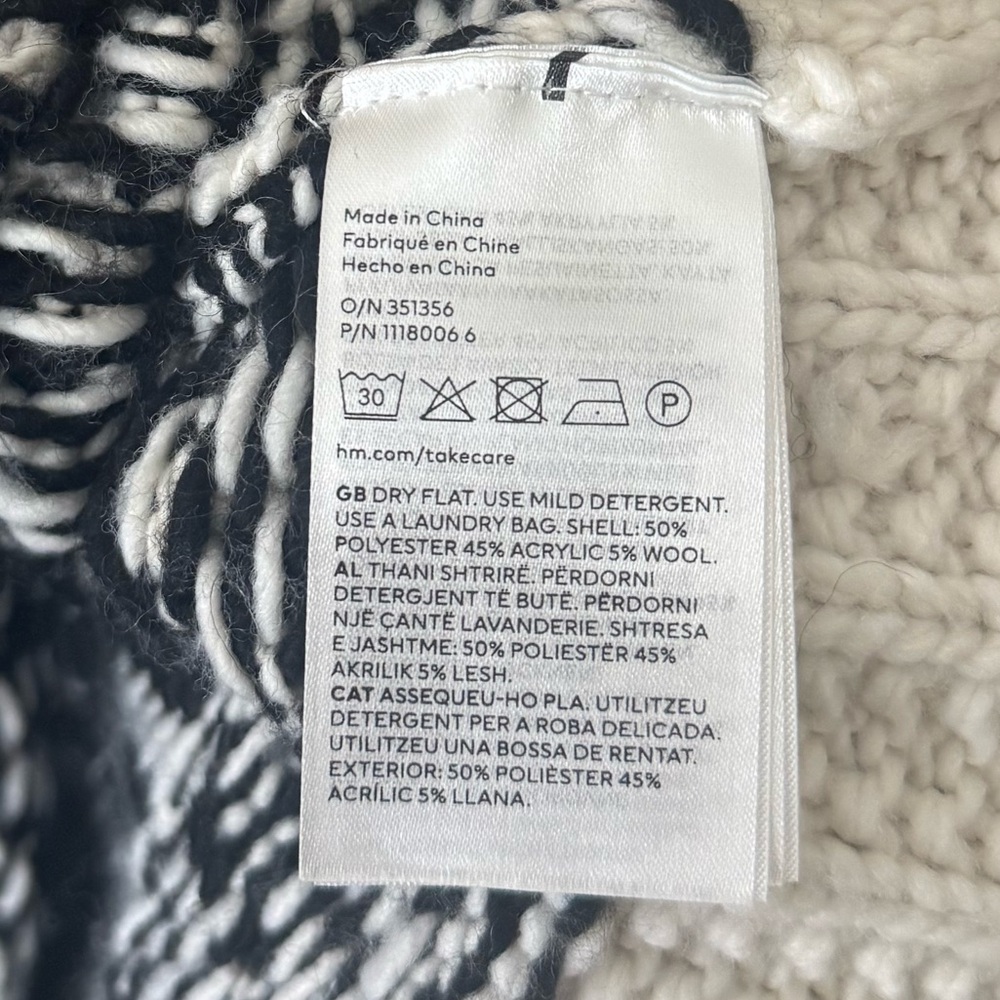 H&M Drop Shoulder Fringe Thick Ribbed Knit Wool Blend Sweater Size Small - Picture 9 of 9